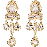 Upowka Statement Gold-Tone Crystal Drop Dangle Earrings,Party Prom Jewelry,Great Gift for women