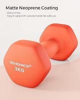 SONGMICS Dumbbells Set 2 x 3 kg Hex Neoprene Coated Papaya Orange SYL906O01 view 2