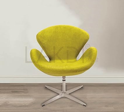 Lakdi Yellow Cushioned Lounge Armchair with 4 Star Base Chrome Legs - Ideal for Home, Office and Outdoor MFN(134327_3)