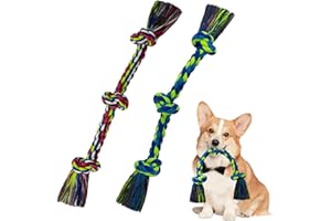 WDZZHOT [2 Pack] Dog Rope Toys, Dog Chew Toy for Medium and Small Dogs, 3 Knots Heavy Duty Puppy Rope Toy, 100% Cotton Tug of War Dog Toys for Boredom, Teeth Cleaning