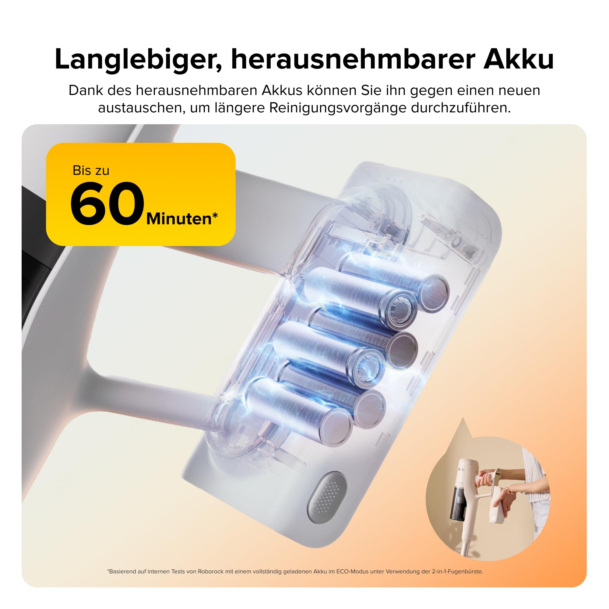 roborock H60 Akku Staubsauger, 27000Pa/300W/60 Min Akkusauger, 90° Flexibles Rohr, Staubsauger Kabellos, stielstaubsauger mit Anti-Tangle Bürste für Teppiche, Hartböden, Tierhaare, Auto 3