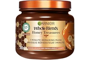Garnier Whole Blends Honey Treasures Hair Mask, 50% Less Cracks, 10x Less Breakage, 2x Less Split Ends, 1-Minute, 340ml