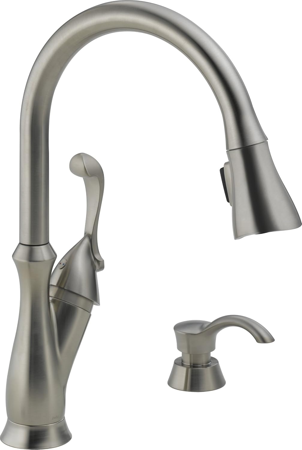 Delta Faucet Arabella Single-Handle Kitchen Sink Faucet with Pull Down Sprayer, Soap Dispenser and Magnetic Docking Spray Head, Stainless 19950-SSSD-DST