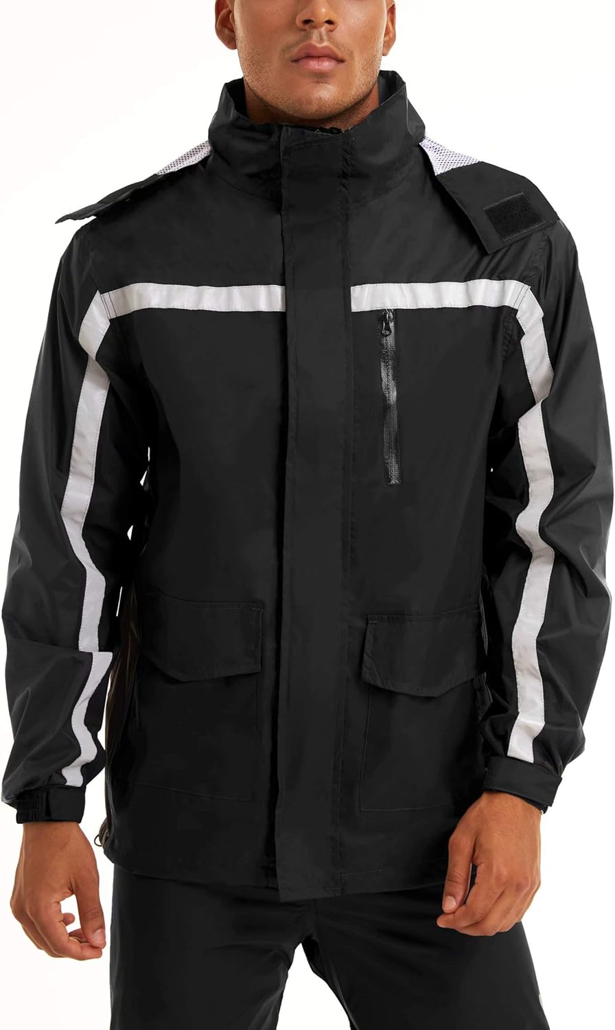 MAGCOMSEN Men's Rain Suits Waterproof Hooded Hiker Raincoats with Pants Work Fishing Rain Gear Jacket: Clothing
