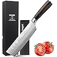 Huusk Nakiri Chef Knife - 6.8 Inch Japanese Kitchen Knives with Ergonomic Handle, Professional Cooking Knife