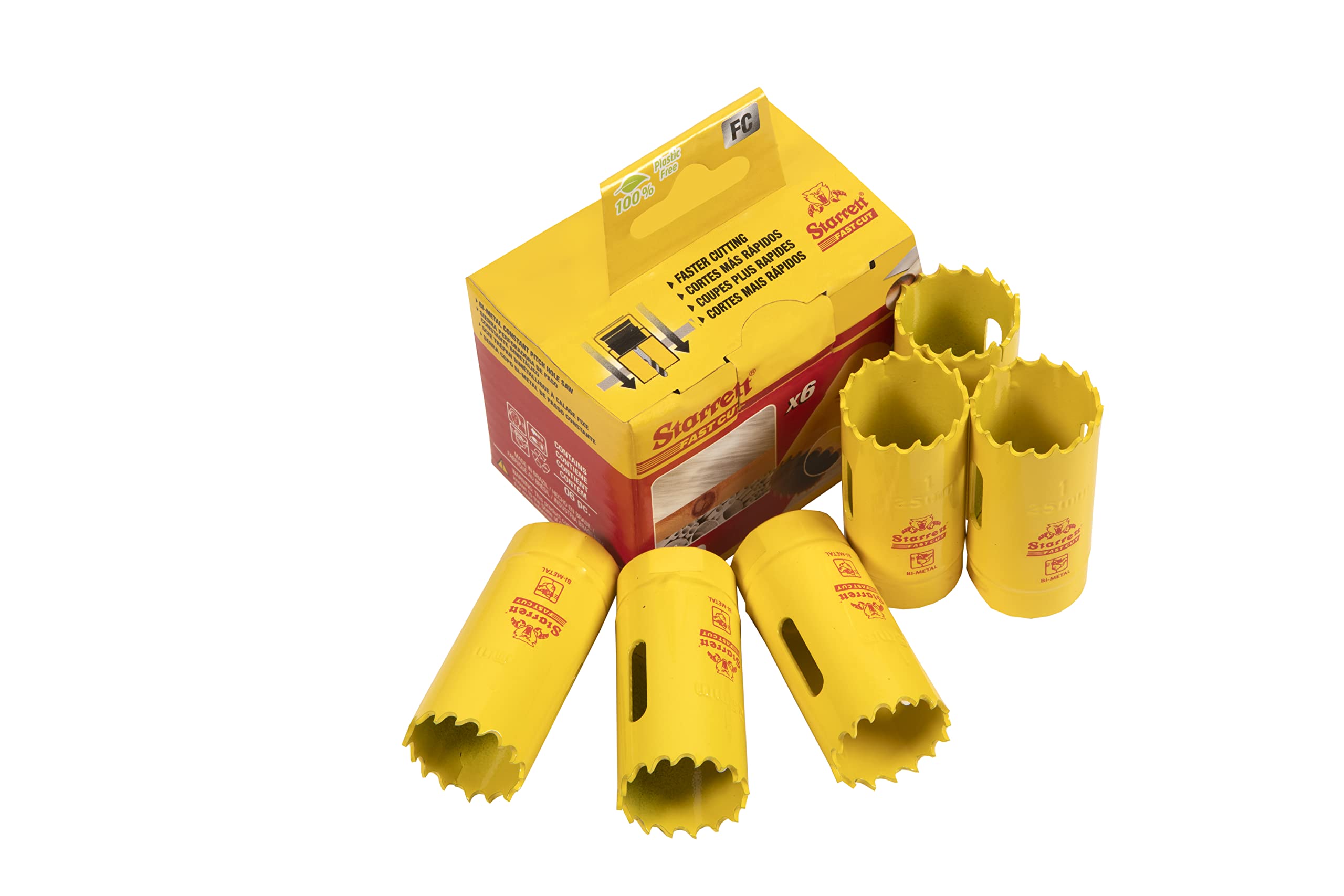 Starrett HSS Bi-Metal Fast Cut Hole Saw - 25mm - For Metal, Wood, Plastics - Pack of 6 — image 1