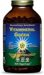 Amazon Com Healthforce Superfoods Vitamineral Green 400 Vegancaps All Natural Green Superfood Complex With Vitamins Minerals Amino Acids Protein Organic Vegan Gluten Free 50 Servings Health Personal Care