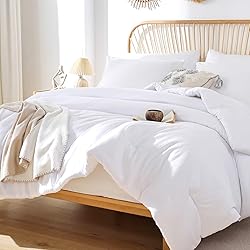 ROSGONIA White Comforter Queen, 3pcs Comforter for