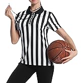 Women's Official Referee Shirt Black & White Stripe Ref Umpire Jersey Short Sleeve for Basketball Football Hockey
