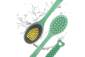 Body Brush for Wet or Dry Brushing - Long Handle Body Scrubber Shower Brush with Comfy Bristles and Gentle Massage Nodes for 
