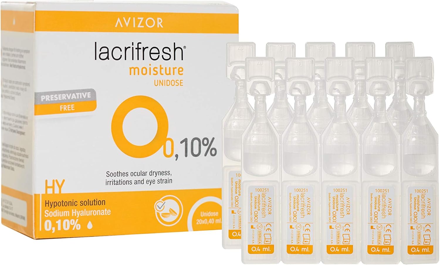 Avizor Lacrifresh Moisture 0.10. Monodose 20 blisters 0.4 ml of Eye