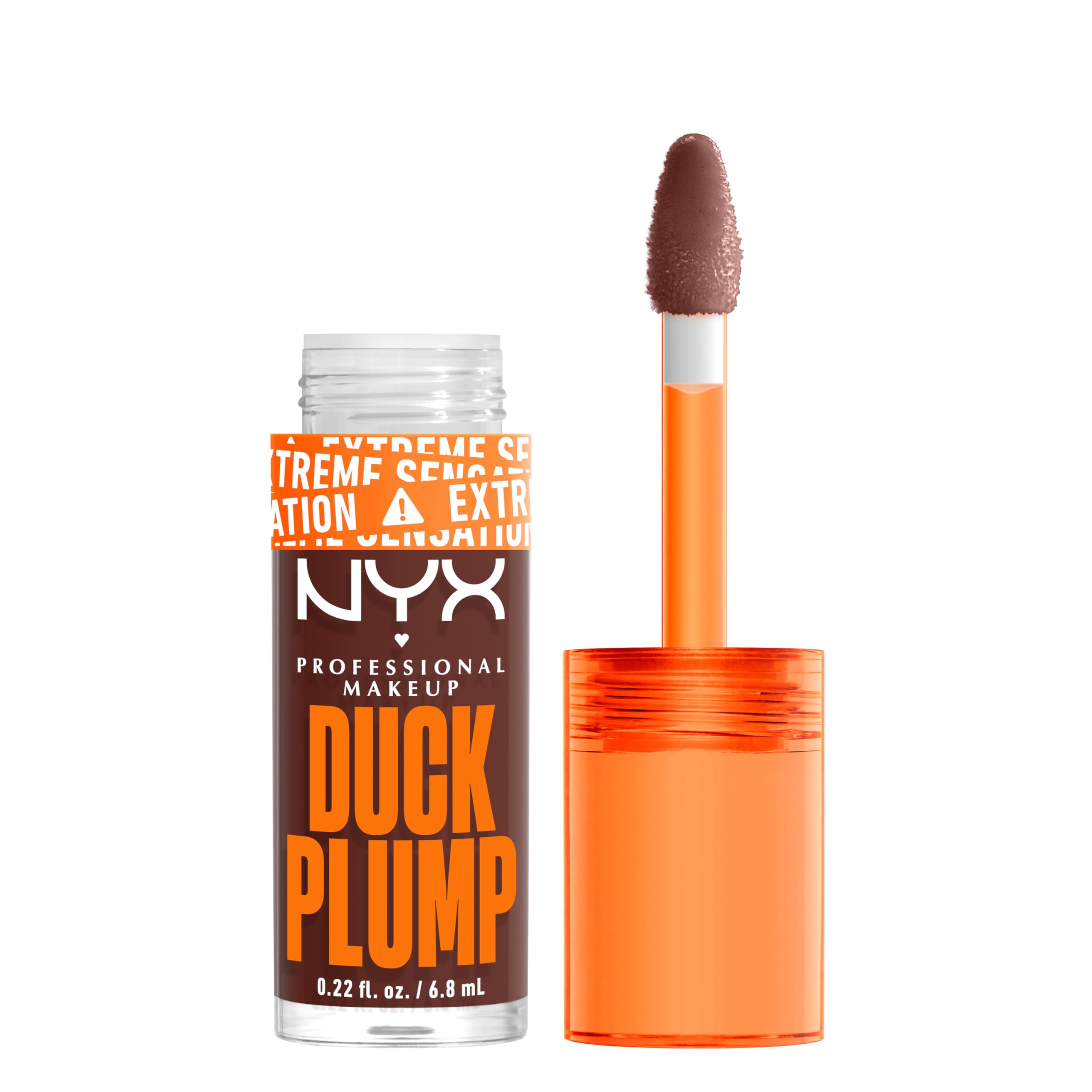 NYX Professional Makeup Lip Plumping Gloss, Intense Colour and High Pigmentation, With Extreme High Shine Finish, Infused with Spicy Ginger, Vegan Formula, Duck Plump, Twice The Spice