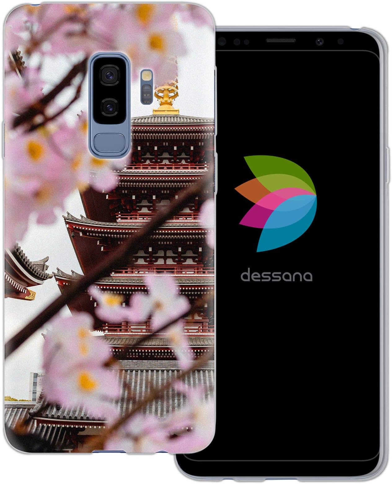 dessana Cherry Blossom Transparent Protective Case Phone Cover for Samsung Galaxy S9 Plus Asakusa Kinryuzan
