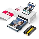 Liene White M200 4x6'' Photo Printer Battery Edition, Wireless Photo Printer for iPhone Android, Dye Sublimation Printing Full-Color Photo 20-Sheet, Portable Picture Printer Ideal for Travel Home Use