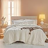 Fluffy Queen Comforter Set - Sherpa Comforter Set Queen Size Winter Use Warm Fleece Luxury 3 Pieces Bedding Comforter with 2 Pillow Shams Microfiber Plush Bed Set- Thanksgiving Choice