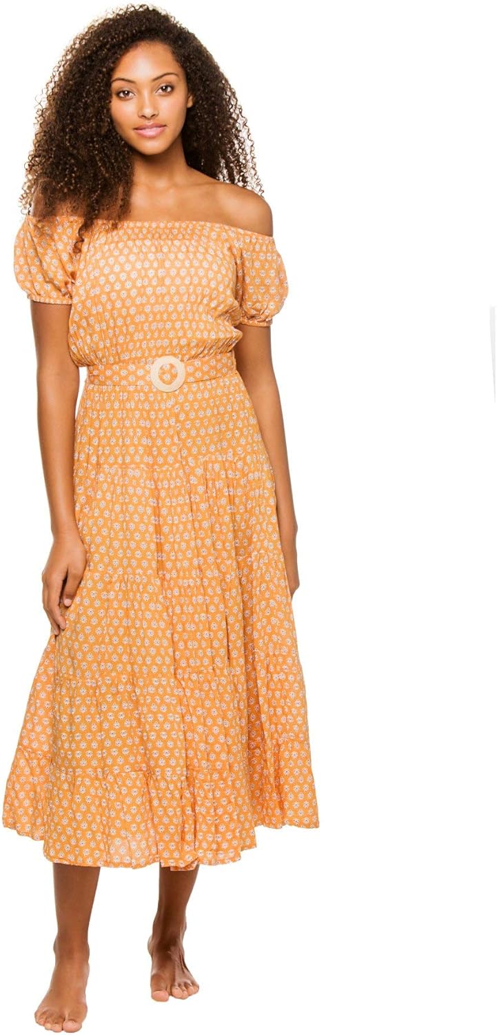 Beachgold Women's Wovens Sienna Off The Shoulder Midi Dress Swim Cover Up at Amazon Womenâs 