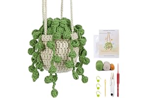 kdafio Crochet Kit for Beginners, Hanging Potted Plants Crochet Starter Kit with Step-by-Step Instructions and Video Tutorials Complete Crochet Kit for Beginners Decoration (Doudou Plants)