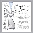 Always in Your Heart Sympathy Sentiment - Memorial Gift/Remembrance Ornament/Bereavement Gift/Sympathy Gift for Loss of Family Member(Metal Color Angel-Non-Personalized)