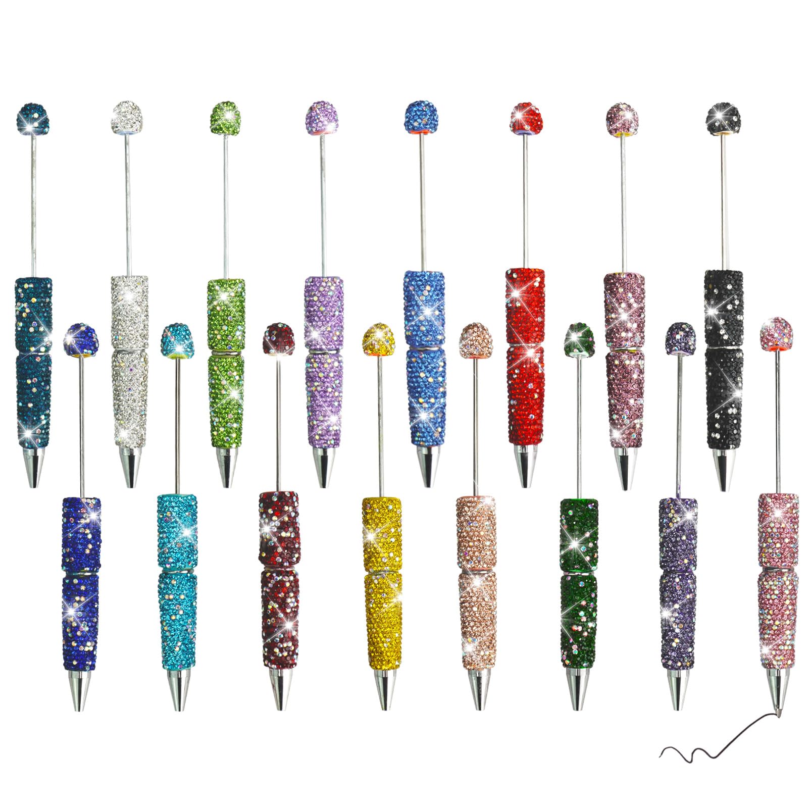 Photo 1 of CEYAZYE 16Pcs Glitter Beadable Pens, DIY Full Rhinestone Fancy Pen for Women, Multicolor Fun Diamond Bling Ballpoint Pens bulk, Girls Gifts Trendy Stuff
