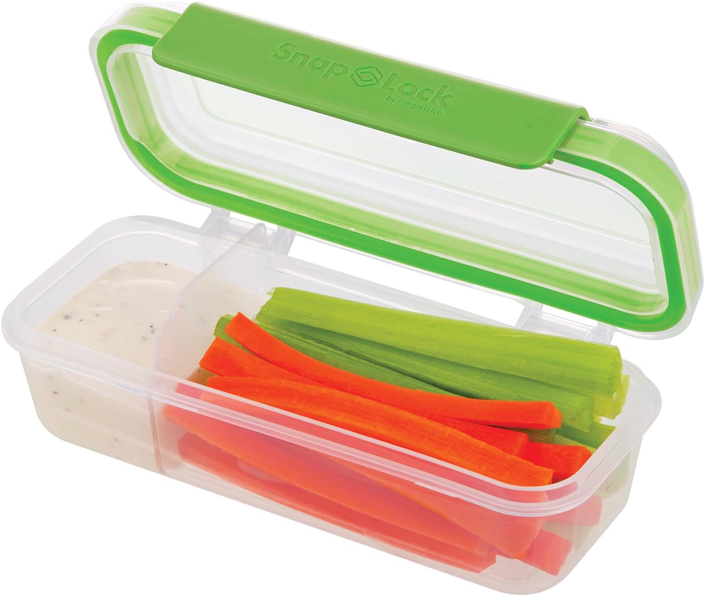 SnapLock by Progressive Snack Box Container - Green, Easy-To-Open, Leak-Proof Silicone Seal, Snap-Off Lid, Stackable, BPA FREE