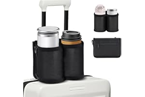 XBagSJ Luggage Cup Holder for Suitcases Free Hands, Travel Accessories, Adjustable for Different Sizes of Coffee Cups, Universal Luggage Accessories for Flight Attendants, Business Travelers, Tourists