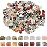 NBEADS 160 Pcs Natural Heishi Stone Beads, 16 Styles Flat Round Stone Disc Spacer About 4×2mm Synthetic Gemstone Beads for Bracelet Earrings Jewelry Making
