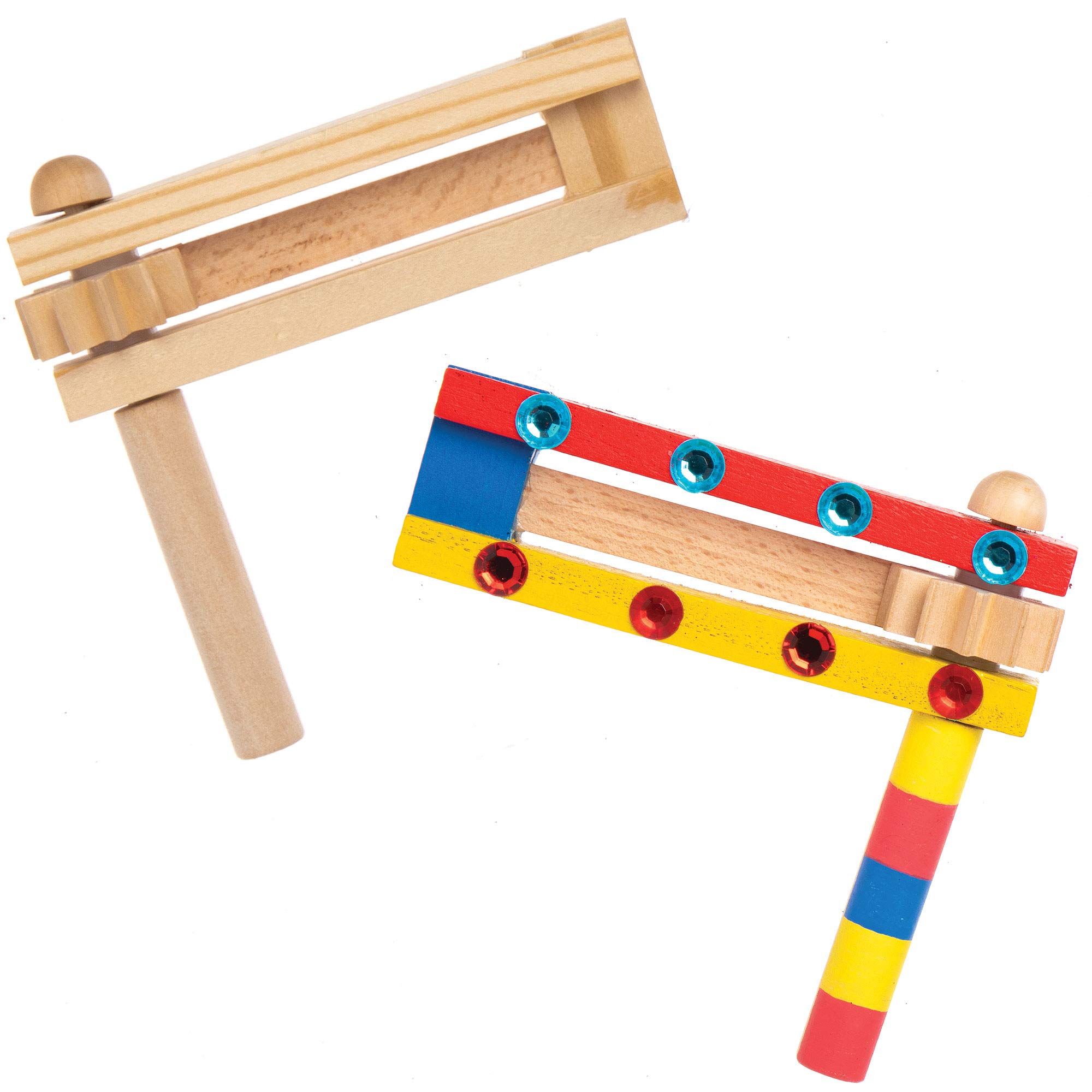 Baker Ross AT848 Wooden Football Rattles - Pack of 2, For Kids Arts and Crafts Projects