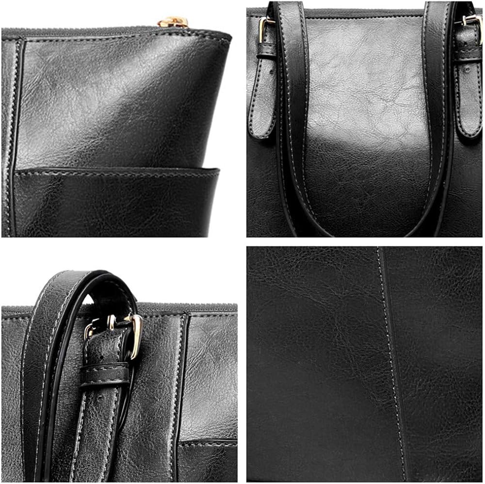 AlwaySky Women's Classic-chic Tote Bag Satchel, Black, Size 1 - Image 3