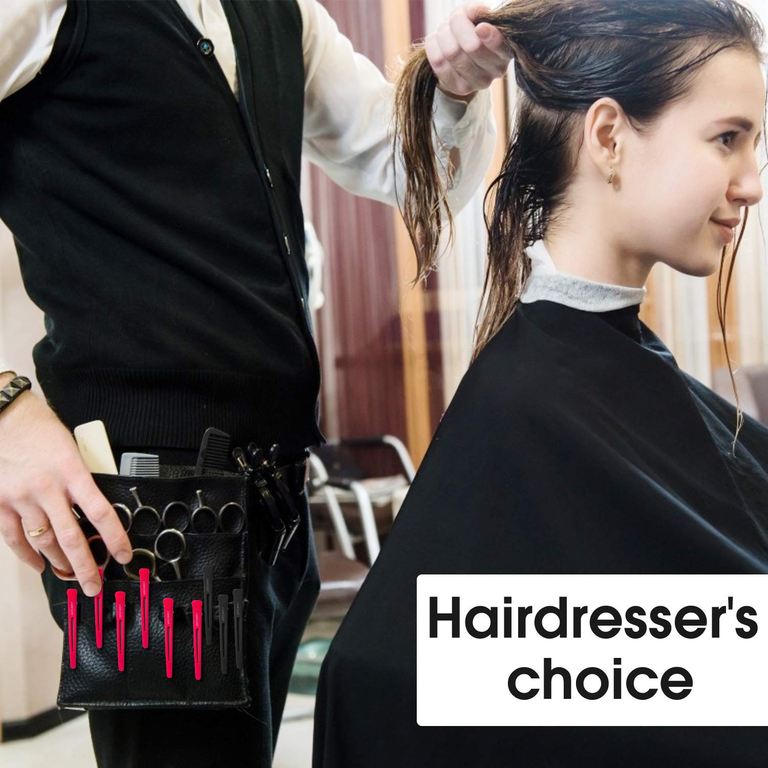 6 Professional Hair Clips for Women Styling Sectioning, Non-Slip Dividing Duckbill Hair Clips with Silicone Band, No Crease Hair Clips - Salon and Home Hair Cutting Styling Accessories (Pink) : Beauty