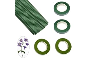 Swpohrat 50 pcs 2 Guage 11.8 Inch Floral Stem Wire and 4 Rolls 1/2 Inch Wide Green Floral Tape for Craft Pipe Cleaner Bouquet,Wedding Bouquet,Flower Pens,Arts and Crafts Making