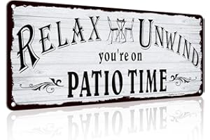 Faittoo Patio Wall Decor Garden Decor Signs And Decor Outdoor, 14" by 6" Rust Free Aluminum Sign For Home, Bar, Porch - Relax