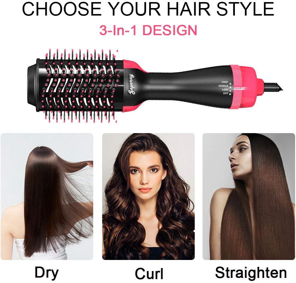Hair Dryer Brush, One Styling Step Hair Dryer and Volumizer 3 in 1 Hot Air Brush for Women, Fast Drying, Straightening, Curling: Health & Personal Care
