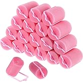 Geyoga 18 Pieces Pink Sponge Hair Rollers for Women, 1.6 x 2.8 in | Soft Foam Hair Rollers, Suits Short/Long Hair, Large Size, Heatless Sleep Curlers, Easy Overnight Curls, Comfortable to Sleep