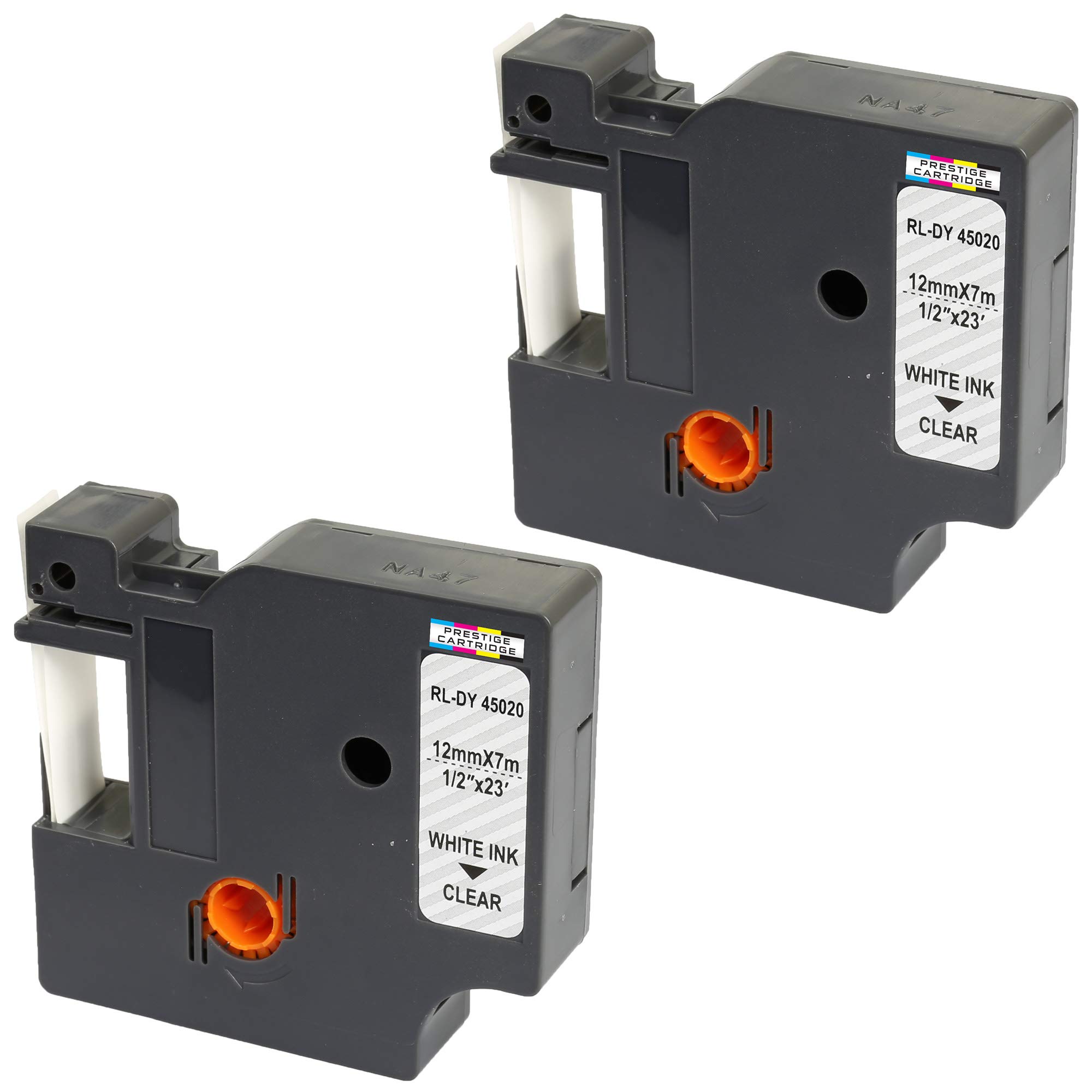 2X Compatible Tapes D1 45020 S0720600 White on Clear 12mm x 7m Replacement for DYMO LabelManager LM 160 210D 220P 260P 280 360D 420P 450D 500TS PnP MobileLabeler LabelPoint LabelWriter LW 400 450 Duo