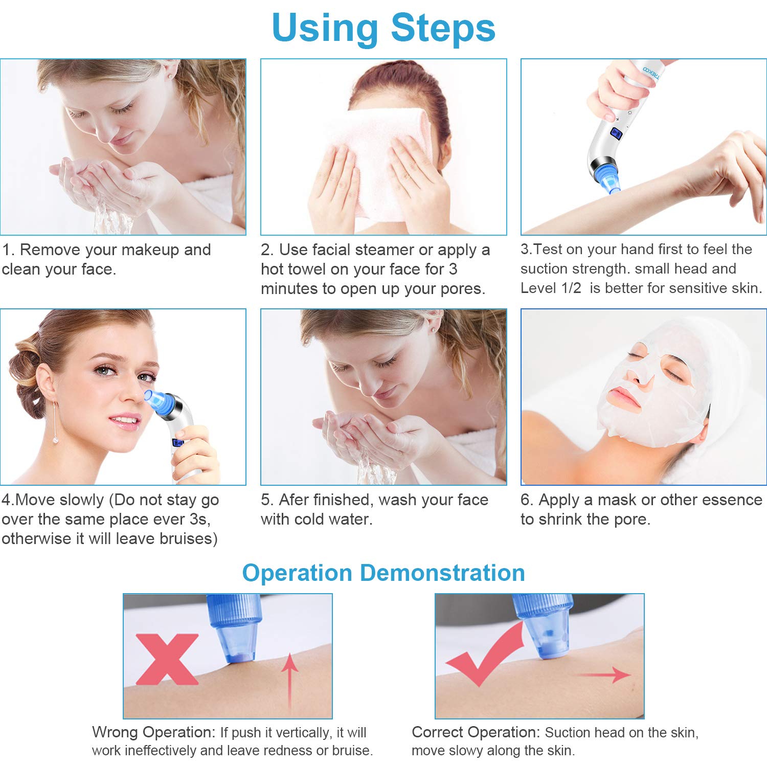 Blackhead Remover Vacuum - Electric Blackhead&Blemish Removers Pore Vacuum Suction Device Cleaner Extractor Tool Beauty Comedo Removal for Men&Women: Beauty