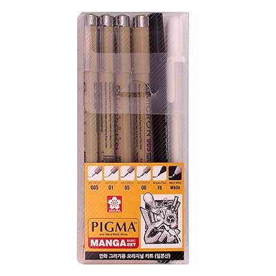 Sakura Pigma Manga Basic Set (005, 01, 05, 08, FB, White)