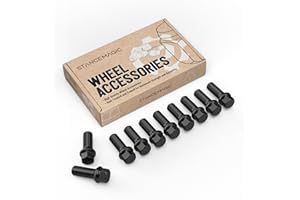 STANCEMAGIC 10pcs Extended Black Lug Bolts 14x1.5 (33mm Shank Length - Not OEM Length, Ball Radius Seat) Compatible with Audi TT A3 A4 S4 A5 S5 A6 S6 A7 B5 B6 B7 B8 Volkswagen Jetta Golf GTI R32 Passat CC Beetle
