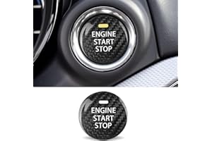 ANFOKAS Compatible with Mazda 3 6 CX-3 CX-5 CX-9 MX-5 Miata Accessories Real Carbon Fiber Sporty Car Keyless Engine Start Stop Push Button Cover Trim Sticker -Black
