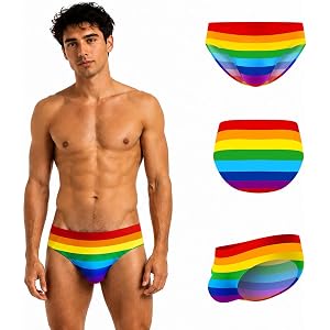 Rotipy Men's LGBTQ Pride Low Rise Pouch Briefs, Soft Stretch Rainbow Underwear for Pride Month Daily Wear
