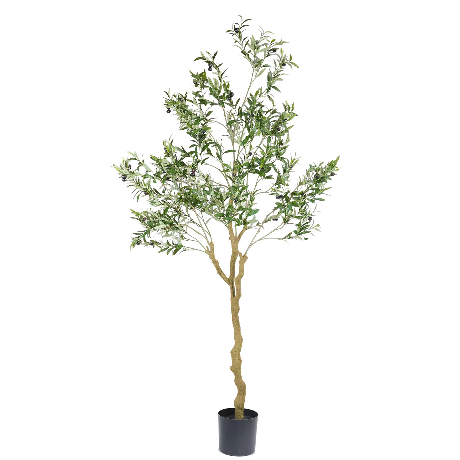 Photo 1 of ***(MAJOR DAMAGE/ SEE NOTES)***Nafresh Tall Faux Olive Tree?7ft?84in? Realistic Potted Silk Artificial Indoor with Green Leaves and Big Fruits for Home Office Living Room Bedroom Stairs Foyer Decor.