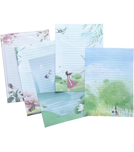 IMagicoo 60 Sheets Lined Writing Paper - Colorful Sky Designs, 4 Styles, 9.4x6.6 Inches