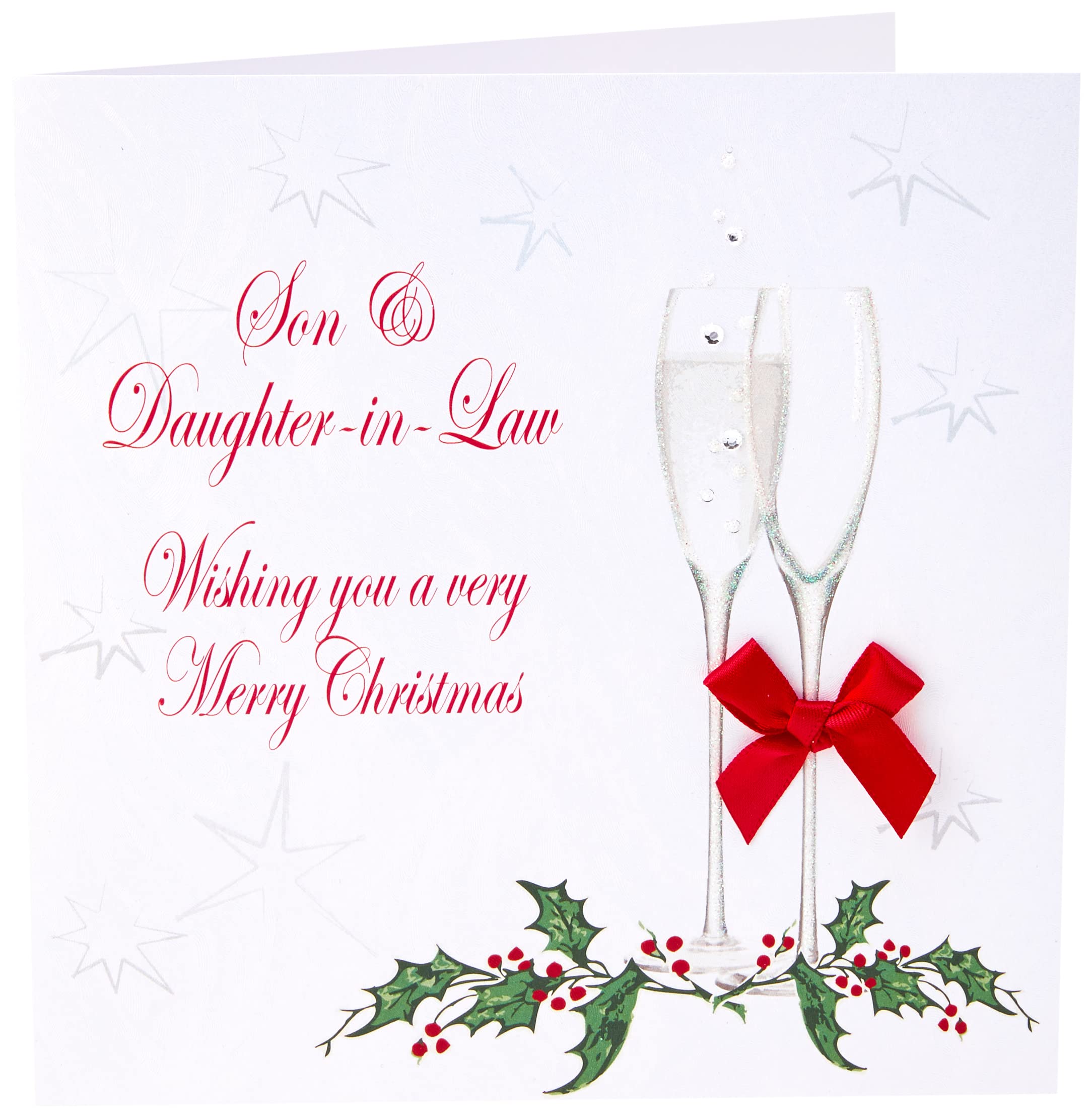 WHITE COTTON CARDS X62 Son and Daughter In-Law Handmade Christmas Card, White