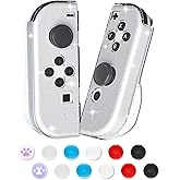 FUNDIARY Glitter Protective Clear Shell for Nintendo Switch OLED Grip Controller, Comfort Grip Case Compatible with Switch Standard Edition, Transparent Cover Case for Grips Controller