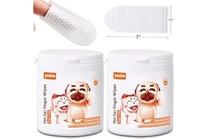 YADEE 100Pcs Dog Ear Wipes Finger, Dog Ear Cleaner Wipes for Dogs and Cats, Biodegradable Pet Ear Wipes, Soft & Easy Otic Cleaning Pads, Remove Wax, Dirt & Stop Smelly, Itchy, Non-Irritating