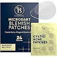 BLOOMORA Microdart Acne Patch, Zit Patches for Cystic Acne Overnight Care, Cystic Acne Coverage, Pimple Patches Microdart Technology - Salicylic & Hyaluronic Acid (24 Count)