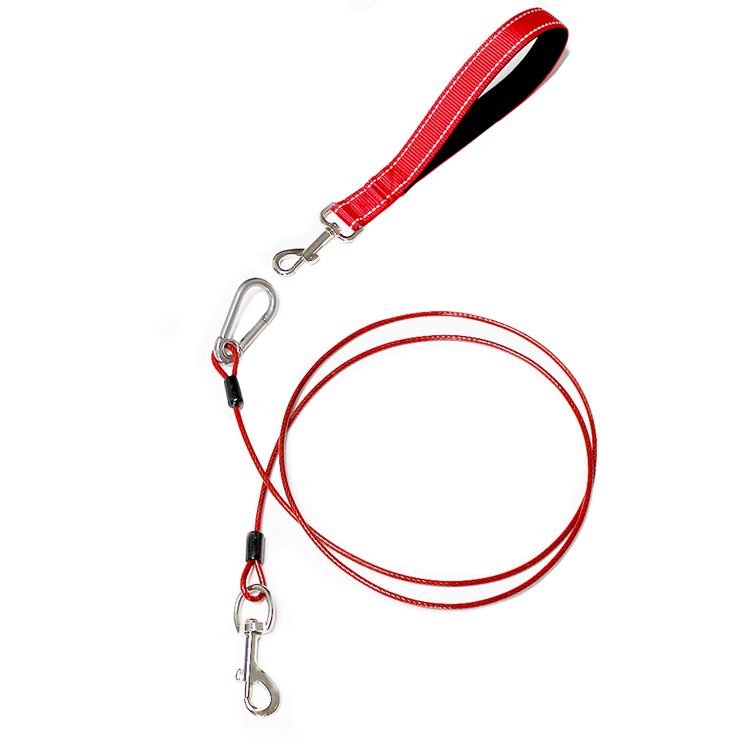 DMISOCHR Dog Leash - 5 FT Short Rope Dog Tie Out Cable with Reflective Soft Padded Handle for Walking,Training, Hiking,Camping - Chew-Proof Strong Heavy Duty Lead Dog Leash for Small Medium Large Dogs