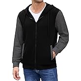 PEGENO Mens Zip Up Hoodie Lightweight Fleece Jacket with Drawstring Hood for Streetwear Hiking Travel Sports and Casual Wear