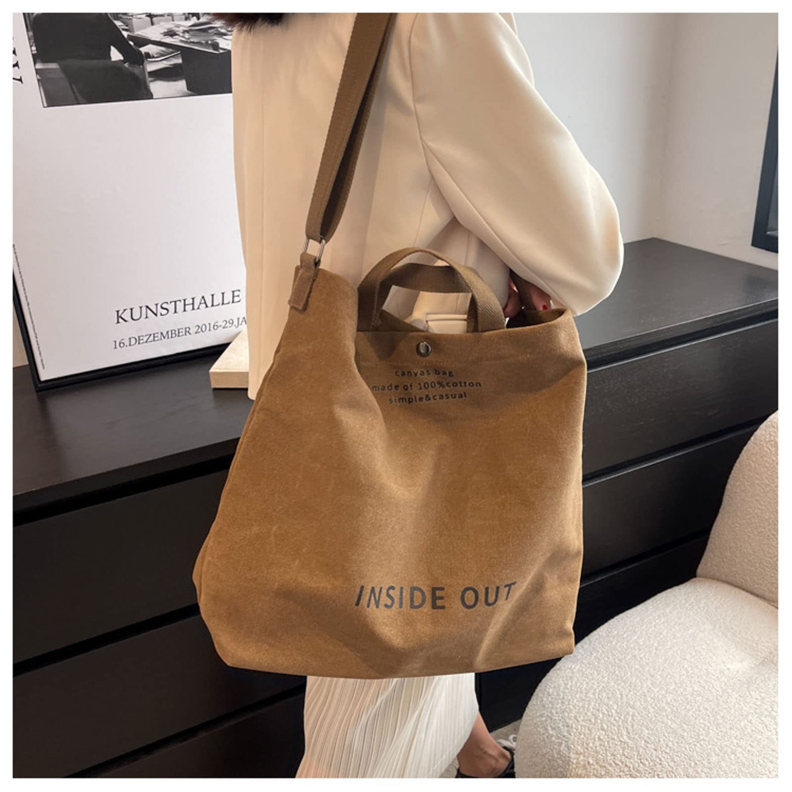 UICIOP Women Canvas Tote Handbags Casual Shoulder Work Bag Crossbody Top Handle Bag Cross-body Handbags