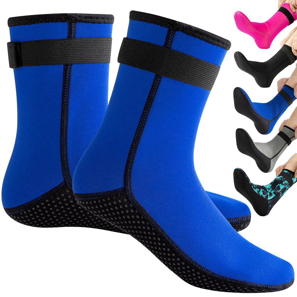 Tyuodna 3mm Neoprene Socks,Thermal Wetsuit Socks,Thickened Non-Slip Diving Socks Boots,Quick-Drying Swimming Socks for Men Women(L:42-43, Blue)