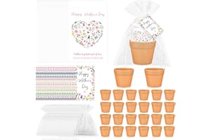 Noxglory 24 Sets Mother's Day Gifts Bulk Floral Seed Packet Flowerpot Greeting Cards Organza Bags for Mother's Day Mom Wife B